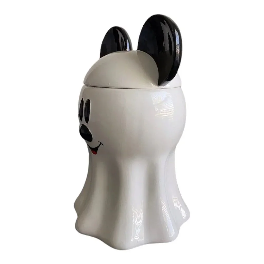 Disney’s Mickey Mouse Ghost Halloween Cookie‎ Jar Canister BOO Ears Candy Trick